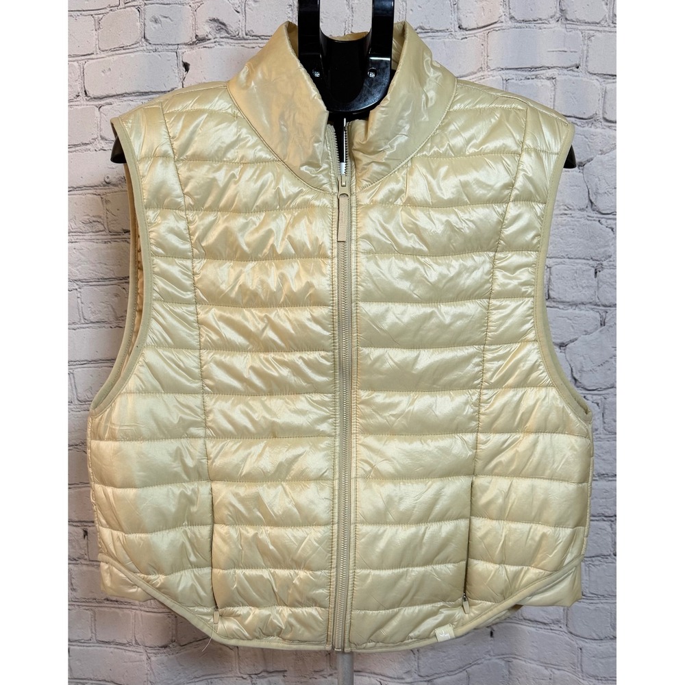 JoyLab Womens XL Pale Yellow Quilted Puffer Vest Full Zip Sleeveless Jacket
